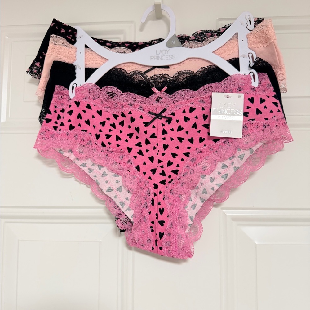Lady Princess Pink Lace Bikini Panties - 4 Pack